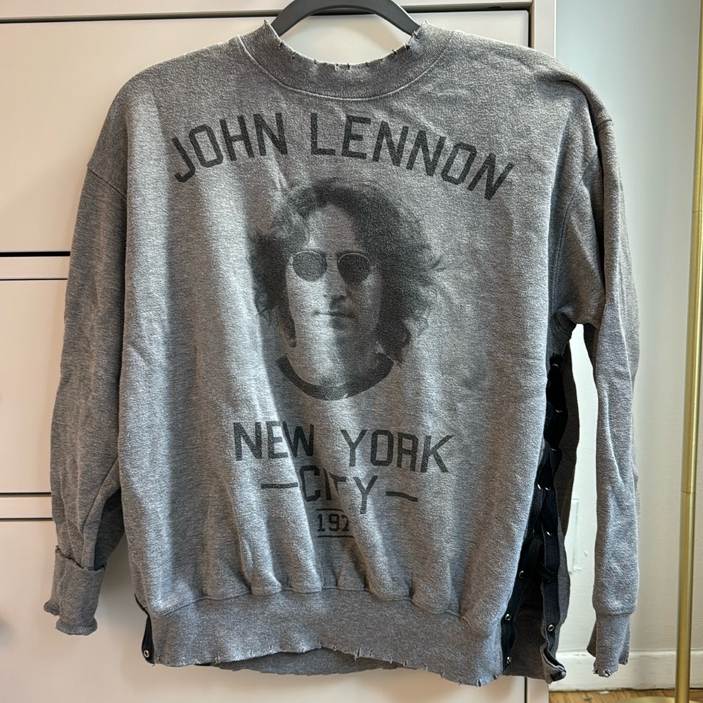John Lennon distressed hoodie with laced sides. Size M